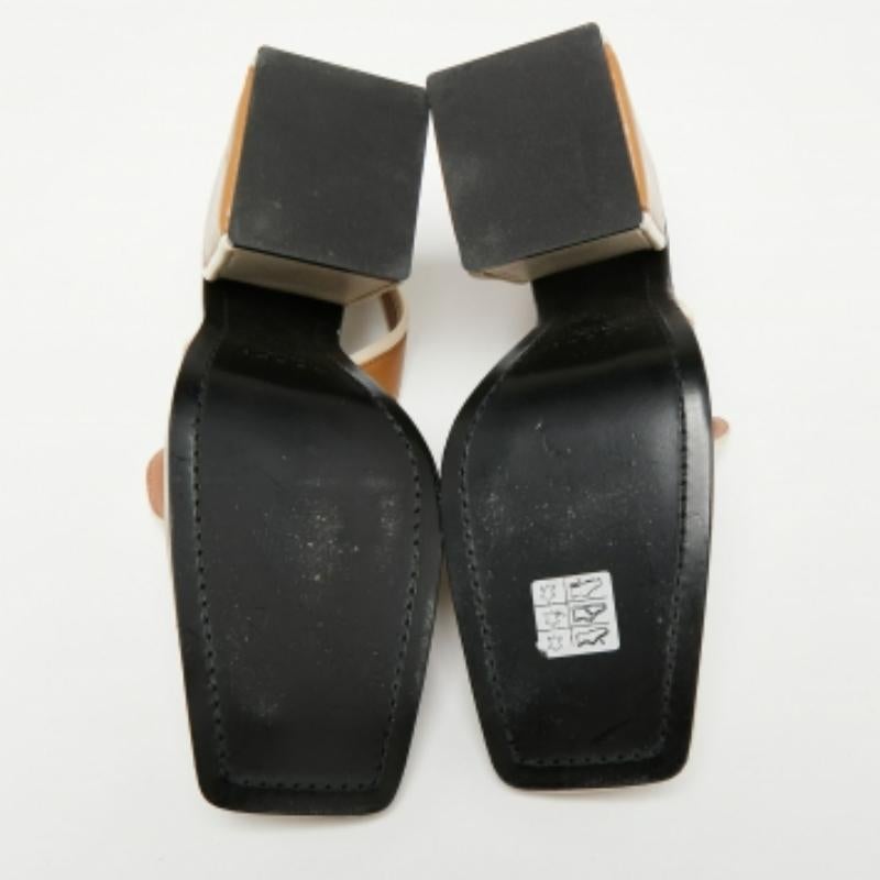 Marni Sandales à talons carrés en cuir tricolore, taille 37 en vente 1