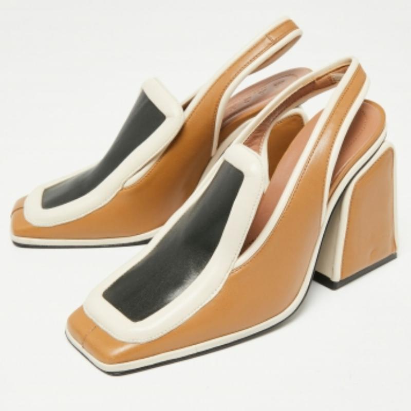 Marni Sandales à talons carrés en cuir tricolore, taille 37 en vente 3