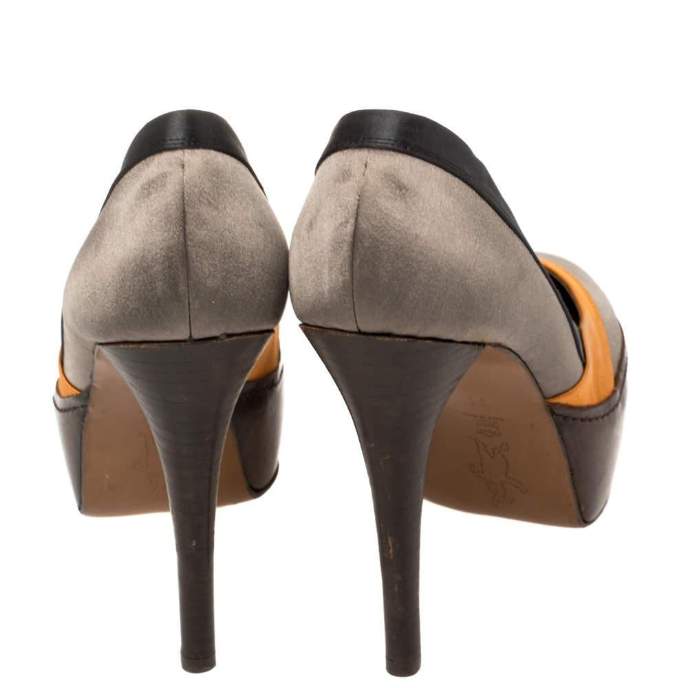 Women's Marni Tri Color Satin Platform Pumps Size 38