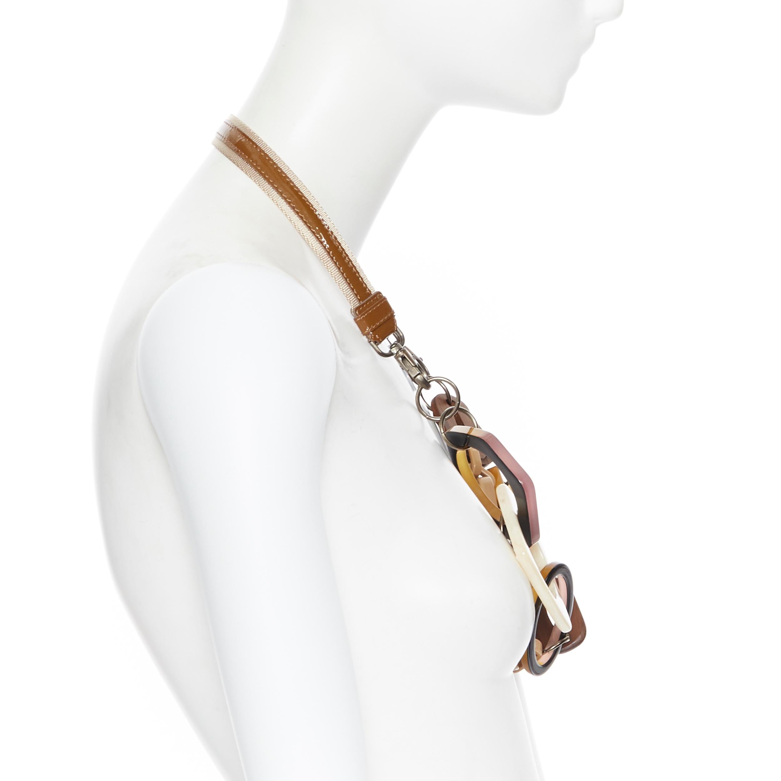 MARNI tribal resin looped bangle wooden loop patent strap statement necklace In Excellent Condition In Hong Kong, NT
