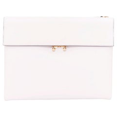 MARNI Trunk smooth white calfskin gold hardware envelope flat clutch bag