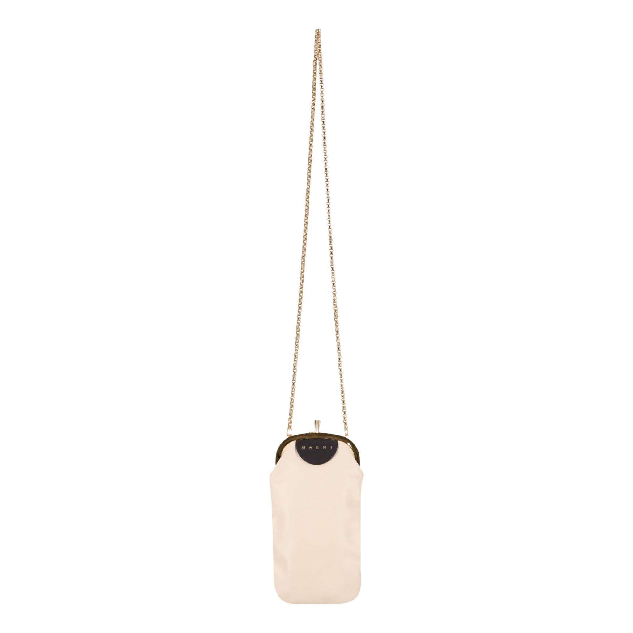 White Marni Two-Tone Leather Phone Pouch/Bag On A Chain For Sale