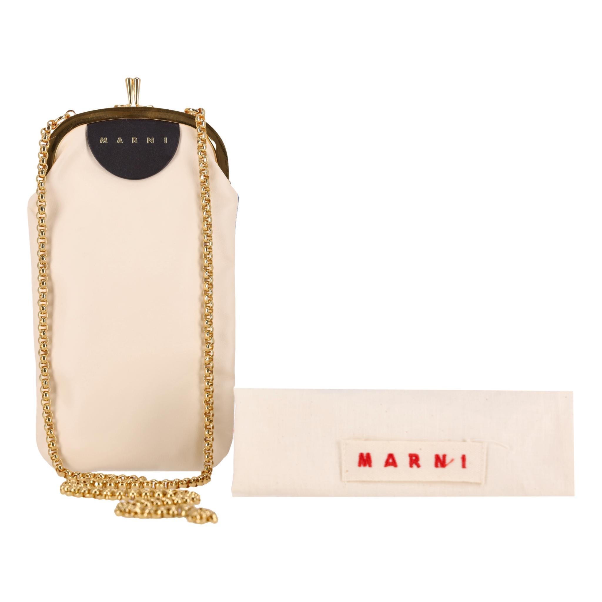 Marni Two-Tone Leather Phone Pouch/Bag On A Chain In Excellent Condition For Sale In London, GB