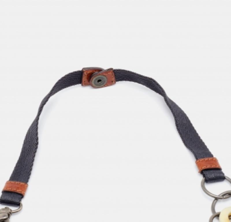 Women's Marni Two-Tone Leather & Wood Chain Link Statement Necklace For Sale
