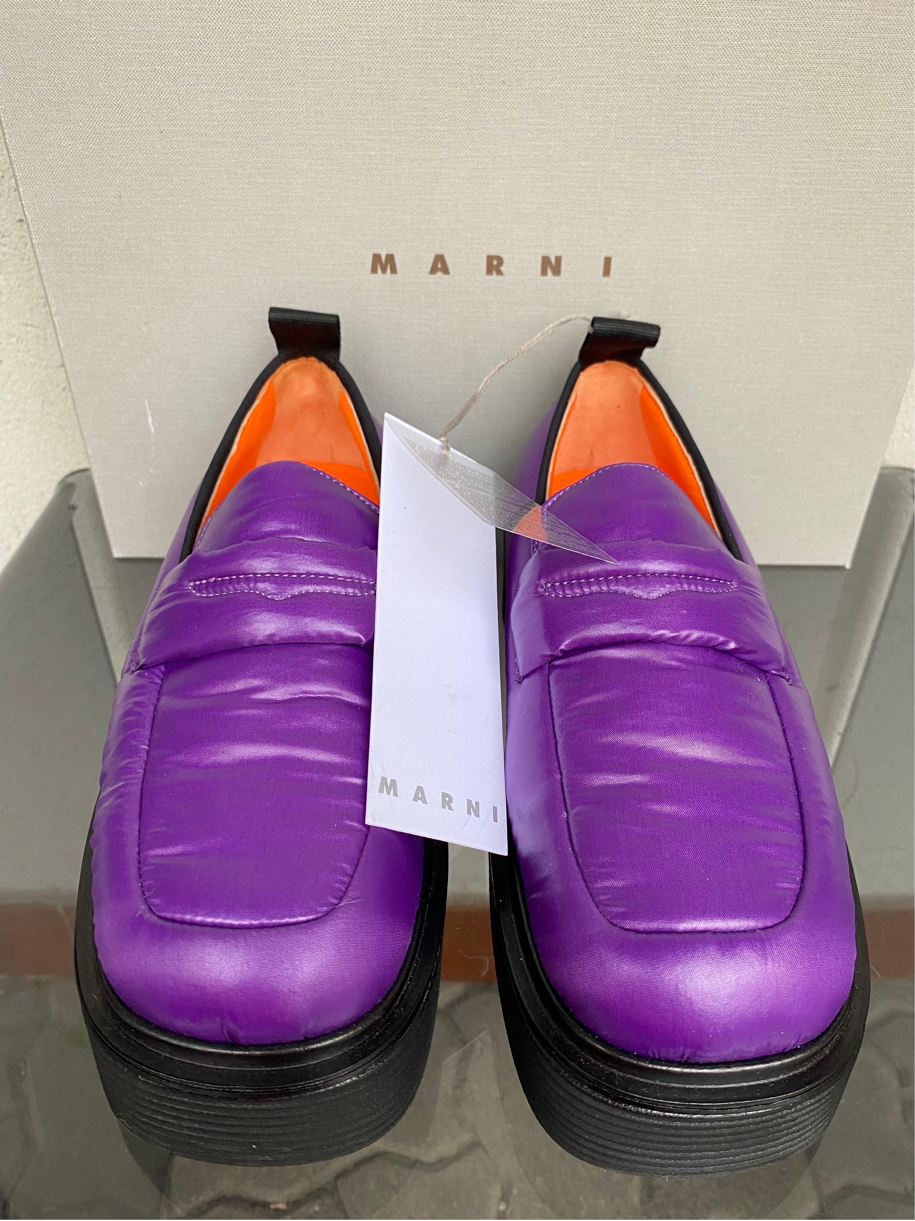 Marni Violet fabric Loafers  In New Condition In Carnate, IT