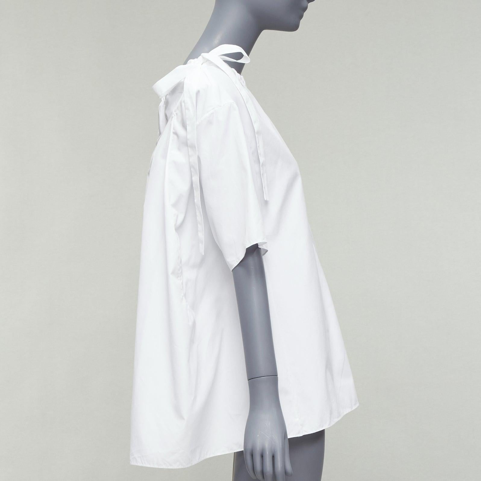 MARNI white 100% cotton side drawstring collar trapeze top IT38 XS In Excellent Condition For Sale In Hong Kong, NT