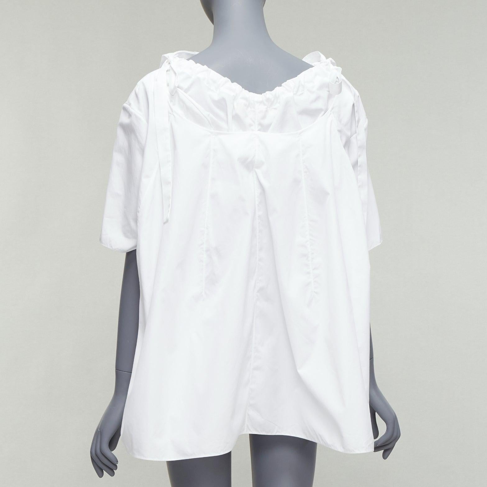 Women's MARNI white 100% cotton side drawstring collar trapeze top IT38 XS For Sale