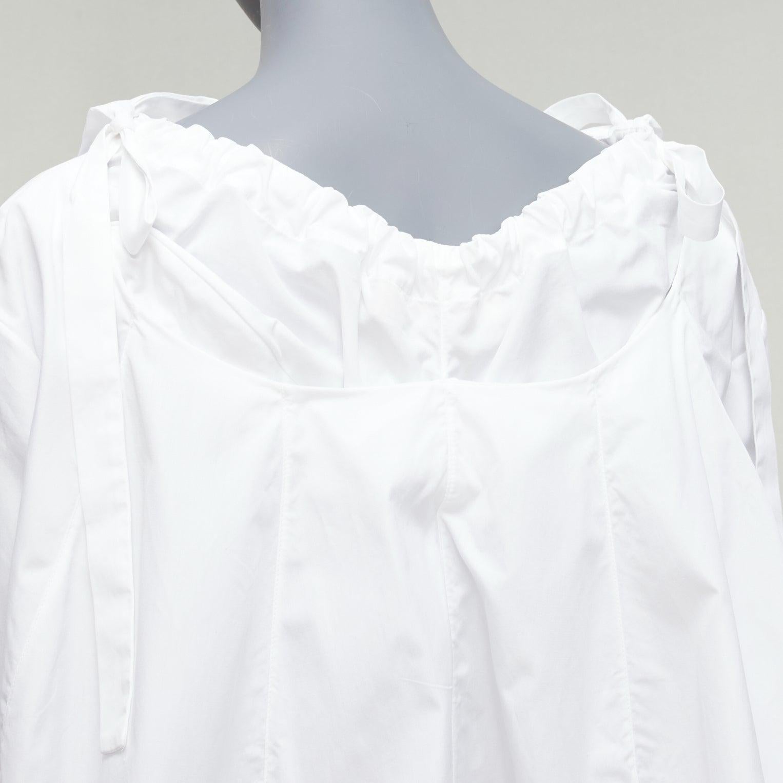 MARNI white 100% cotton side drawstring collar trapeze top IT38 XS For Sale 2