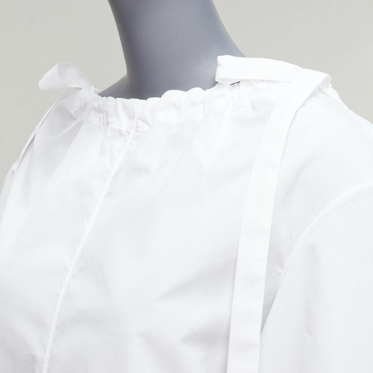 MARNI white 100% cotton side drawstring collar trapeze top IT38 XS For Sale 3