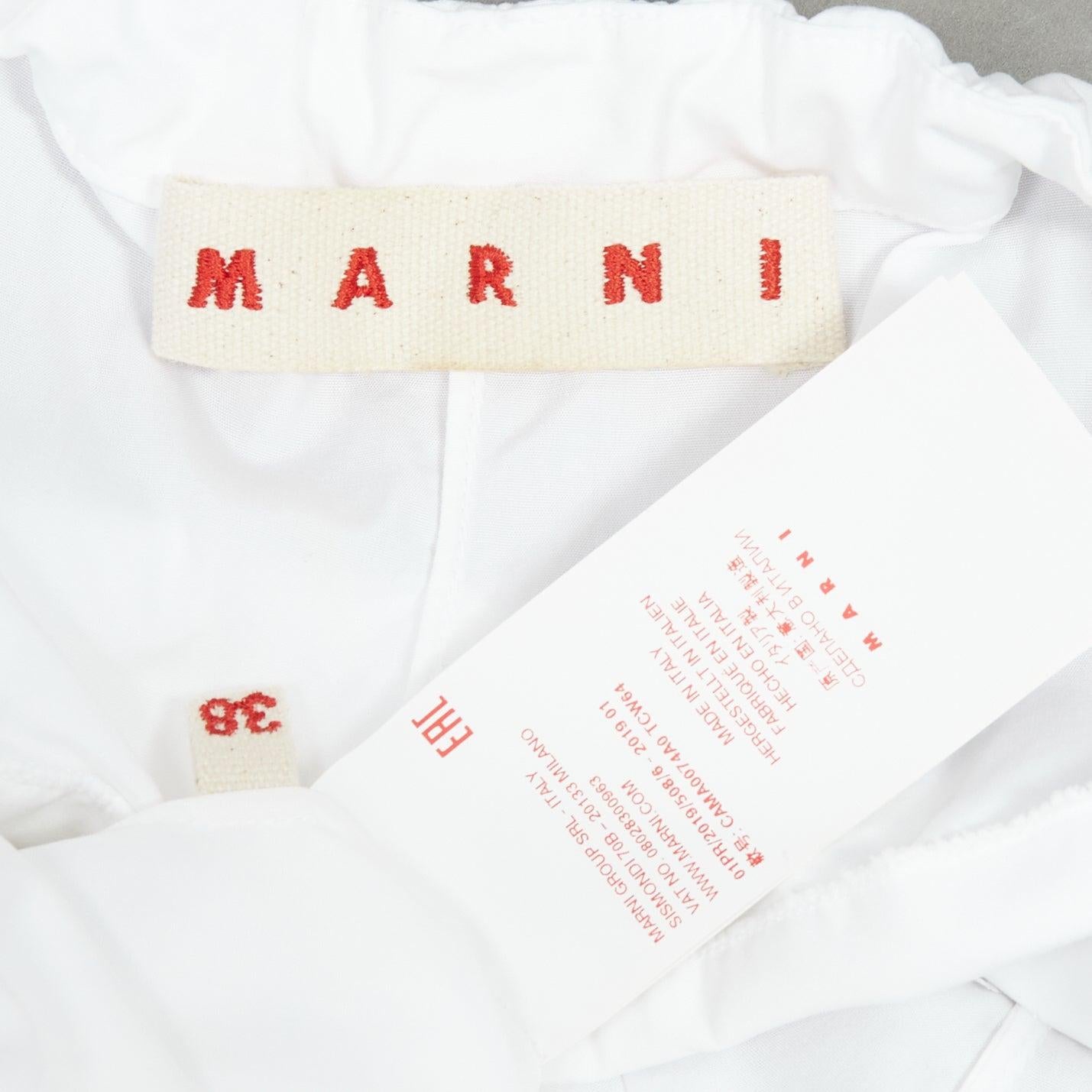 MARNI white 100% cotton side drawstring collar trapeze top IT38 XS For Sale 4