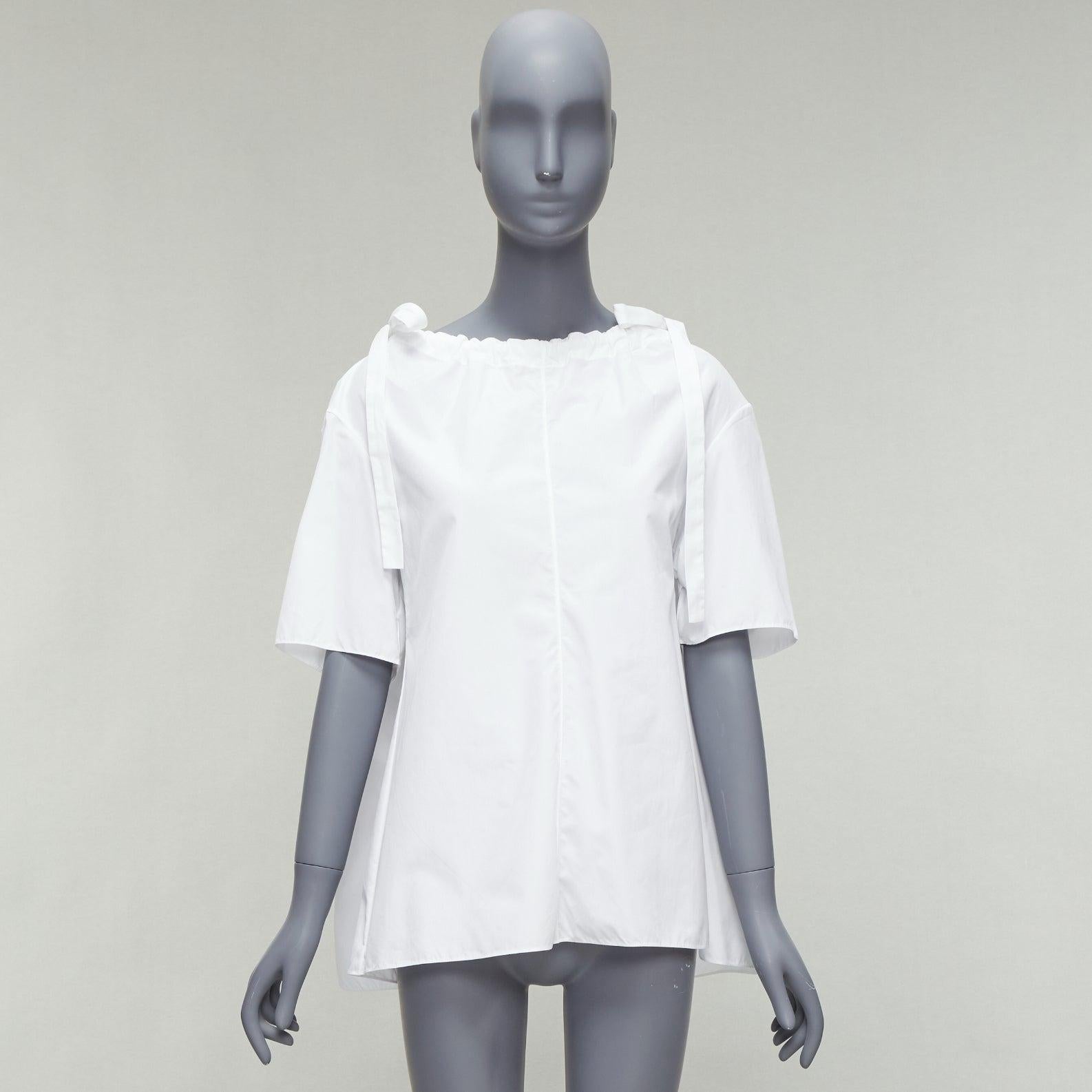 MARNI white 100% cotton side drawstring collar trapeze top IT38 XS For Sale 5