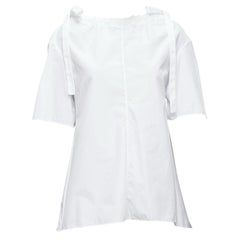 MARNI white 100% cotton side drawstring collar trapeze top IT38 XS