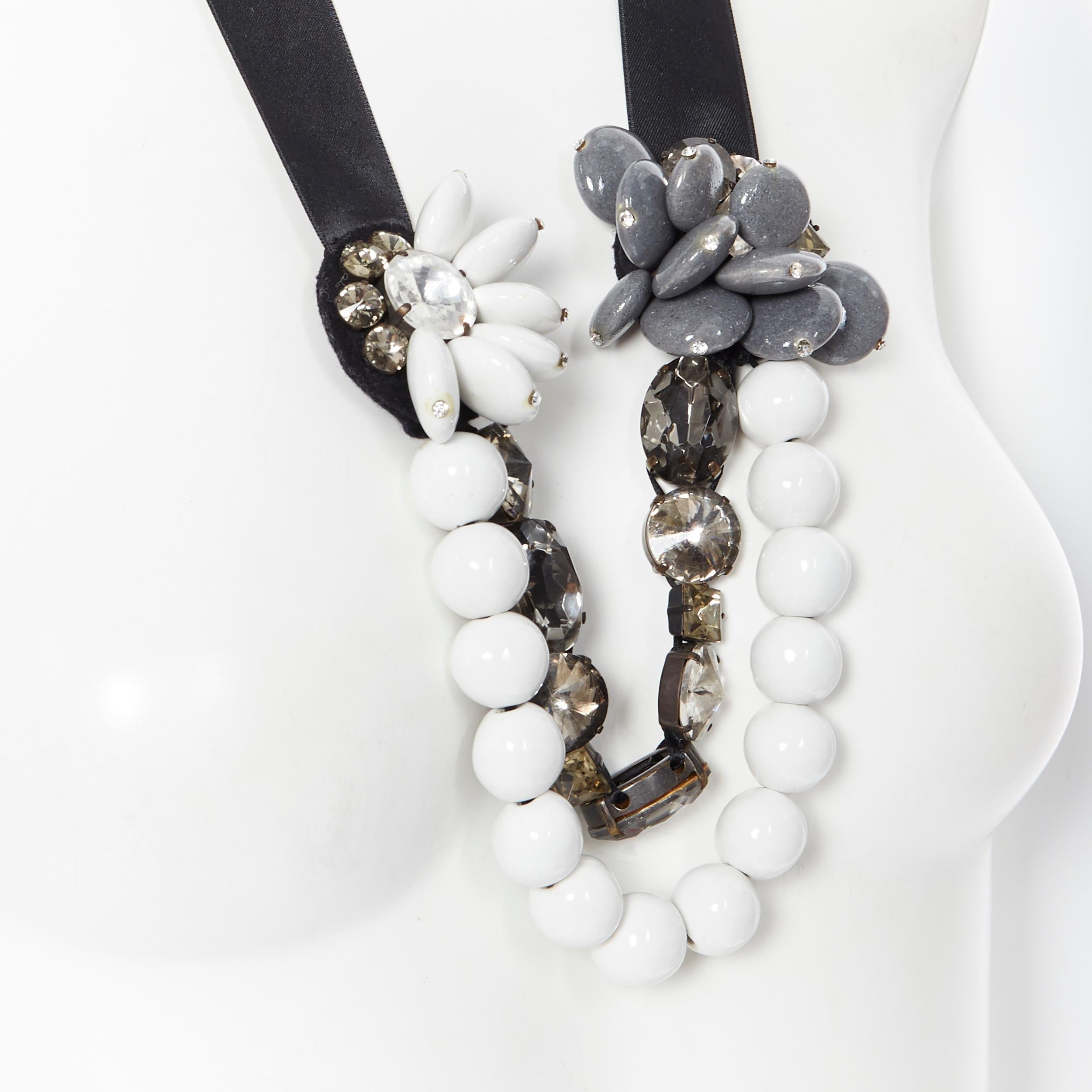 MARNI white bead floral jewel crystal embelished ribbon statement necklace
Brand: Marni
Designer: Marni
Model Name / Style: Statement necklace
Material: Resin
Color: Multicolour
Pattern: Solid
Closure: Tie
Made in: Italy

CONDITION: 
Condition: Very