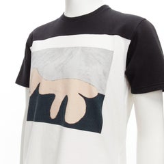 MARNI top boxy in cotone bianco e nero con stampa di ritratto astratto e colorblock M. I.