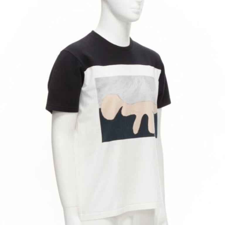 MARNI weiß schwarz Baumwolle abstrakter Portraitdruck Colorblock Boxy Top  IT48 M (Grau) im Angebot