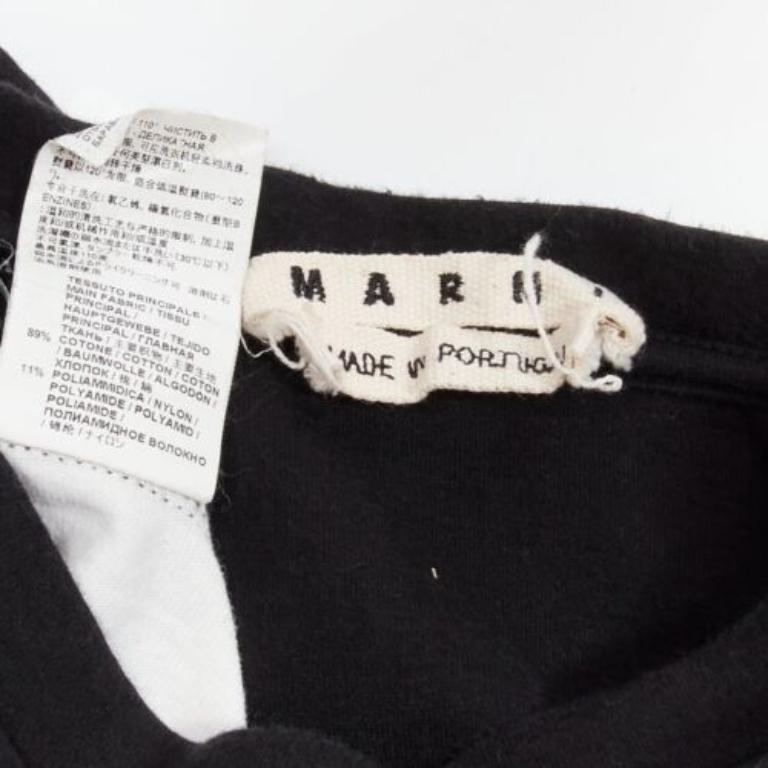 MARNI weiß schwarz Baumwolle abstrakter Portraitdruck Colorblock Boxy Top  IT48 M im Angebot 3
