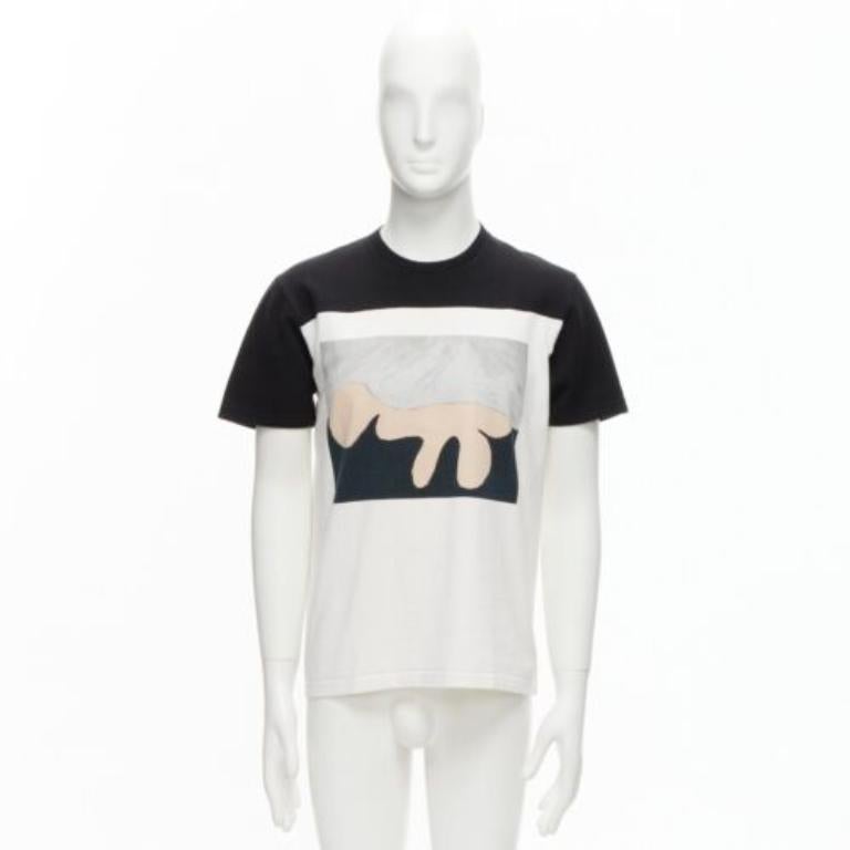 MARNI weiß schwarz Baumwolle abstrakter Portraitdruck Colorblock Boxy Top  IT48 M im Angebot 4