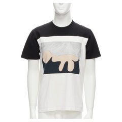 MARNI blanc noir coton abstrait imprimé portrait colorblock boxy top  A&M.
