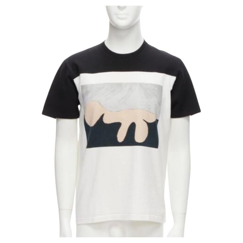 MARNI weiß schwarz Baumwolle abstrakter Portraitdruck Colorblock Boxy Top  IT48 M im Angebot