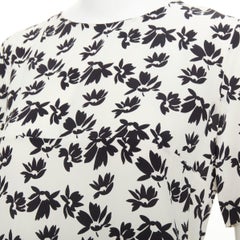 MARNI white black floral print asymmetric panel dress IT42 M
