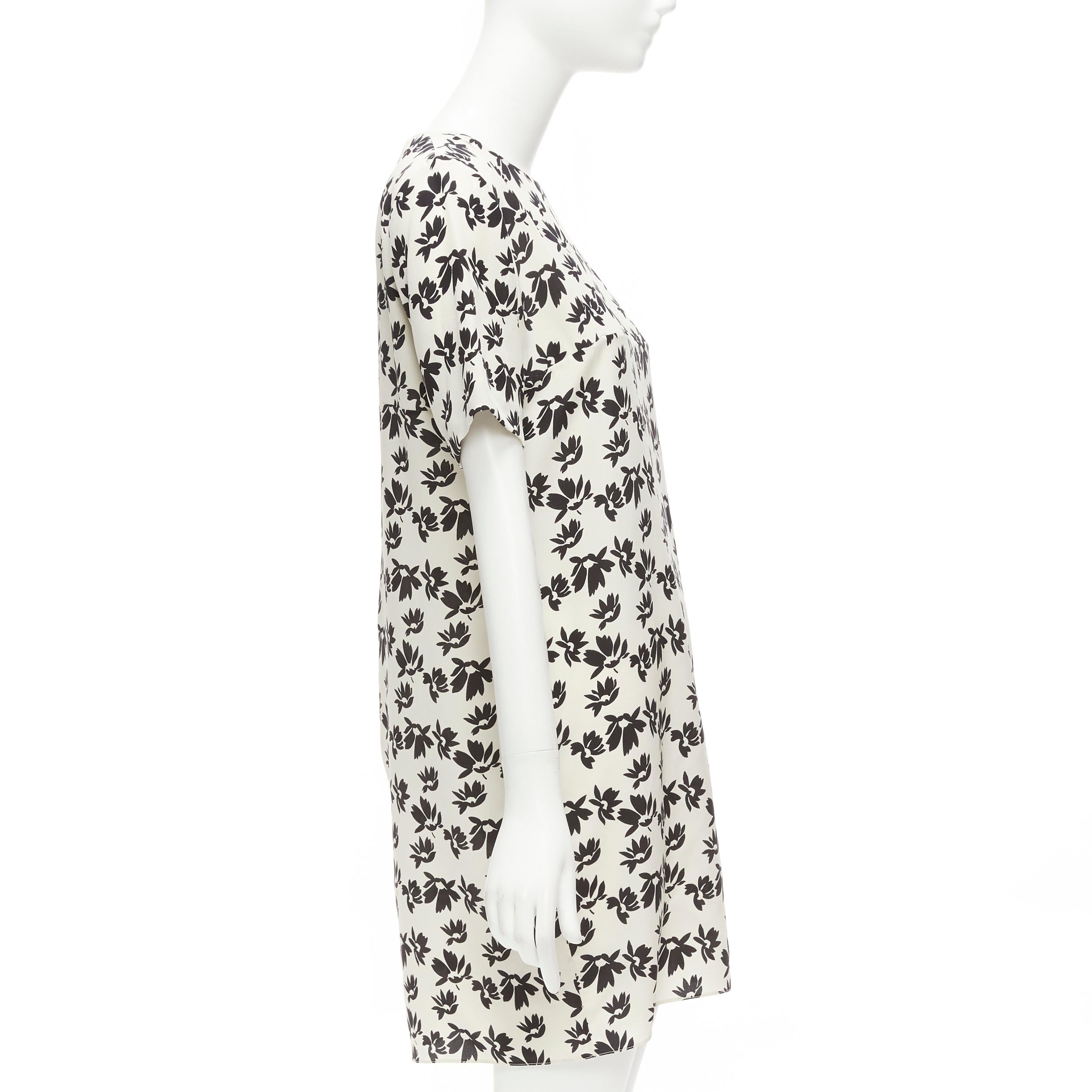 MARNI white black floral print asymmetric panel dress IT42 M In Excellent Condition For Sale In Hong Kong, NT