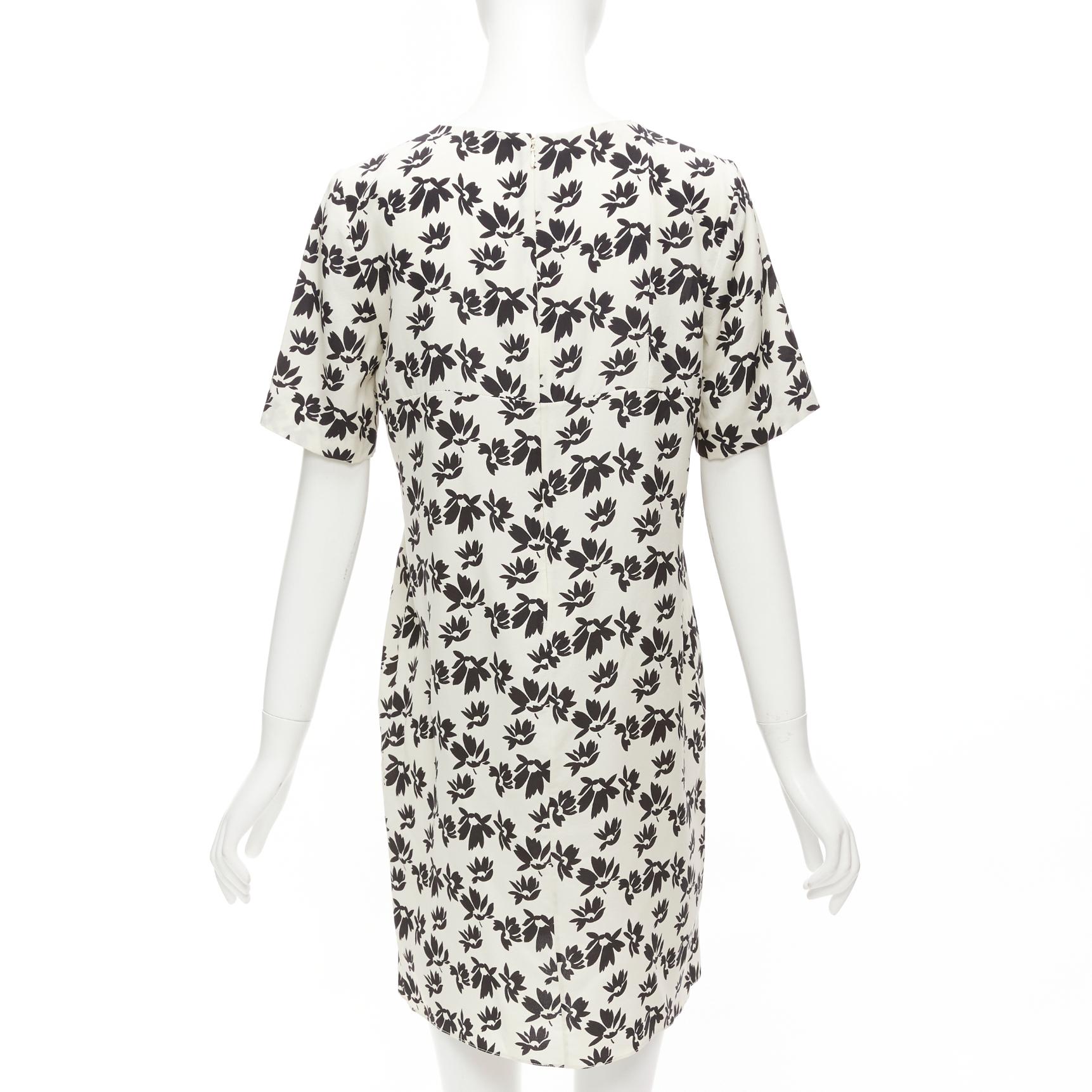 Women's MARNI white black floral print asymmetric panel dress IT42 M For Sale