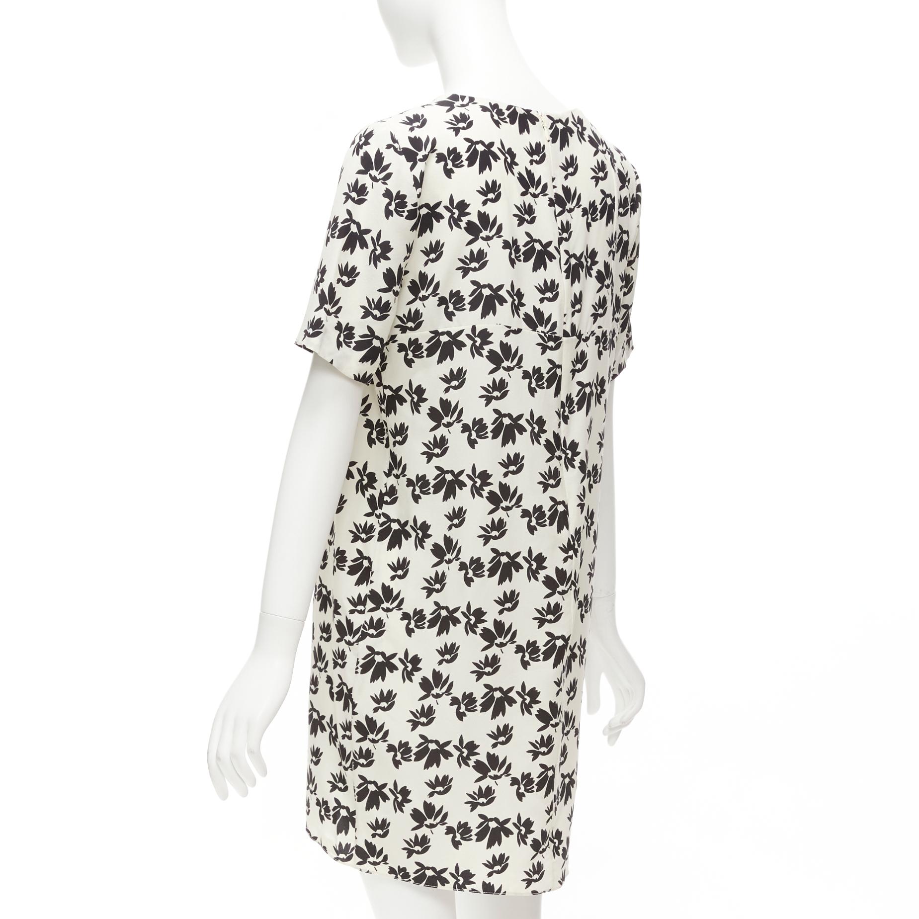 MARNI white black floral print asymmetric panel dress IT42 M For Sale 1