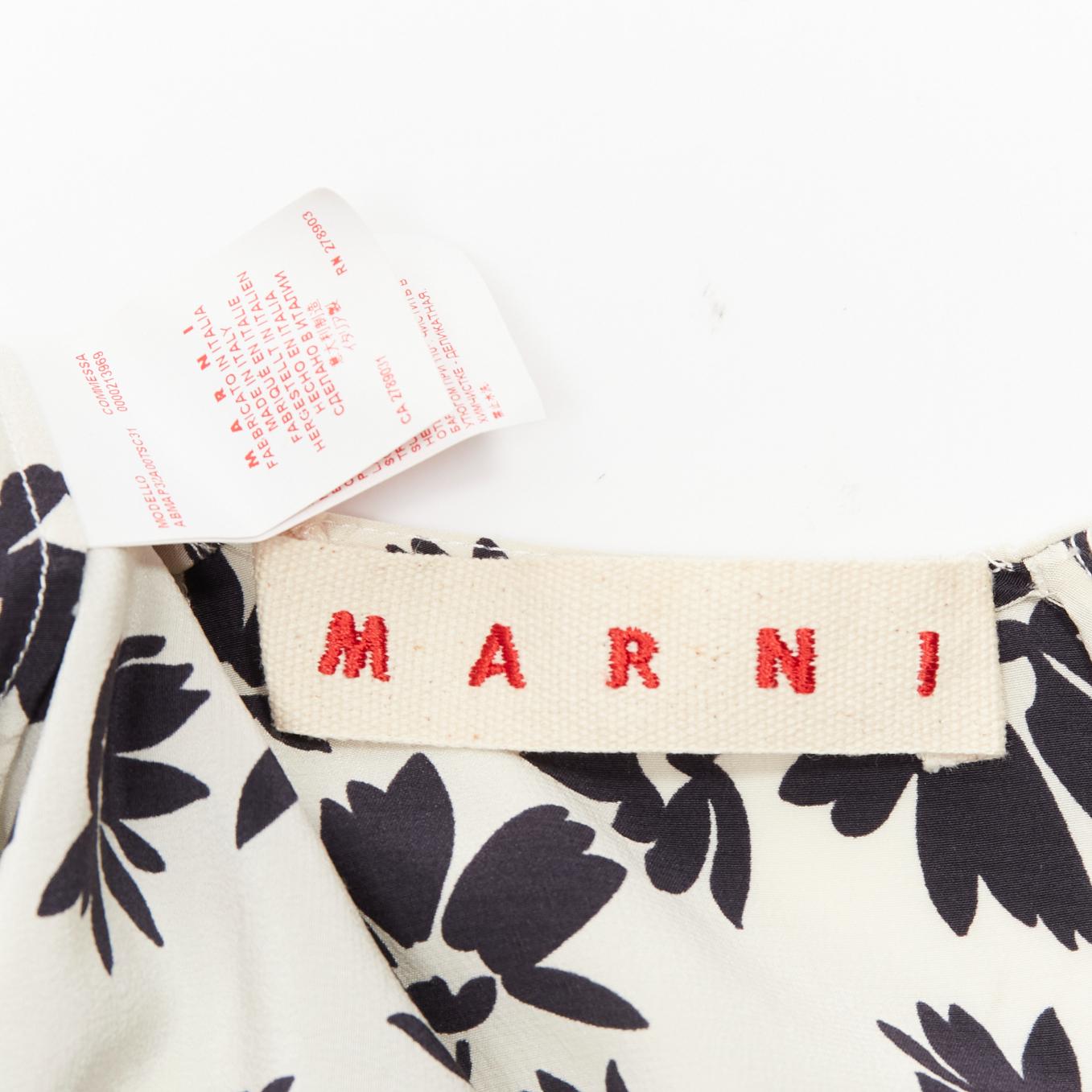 MARNI white black floral print asymmetric panel dress IT42 M For Sale 3