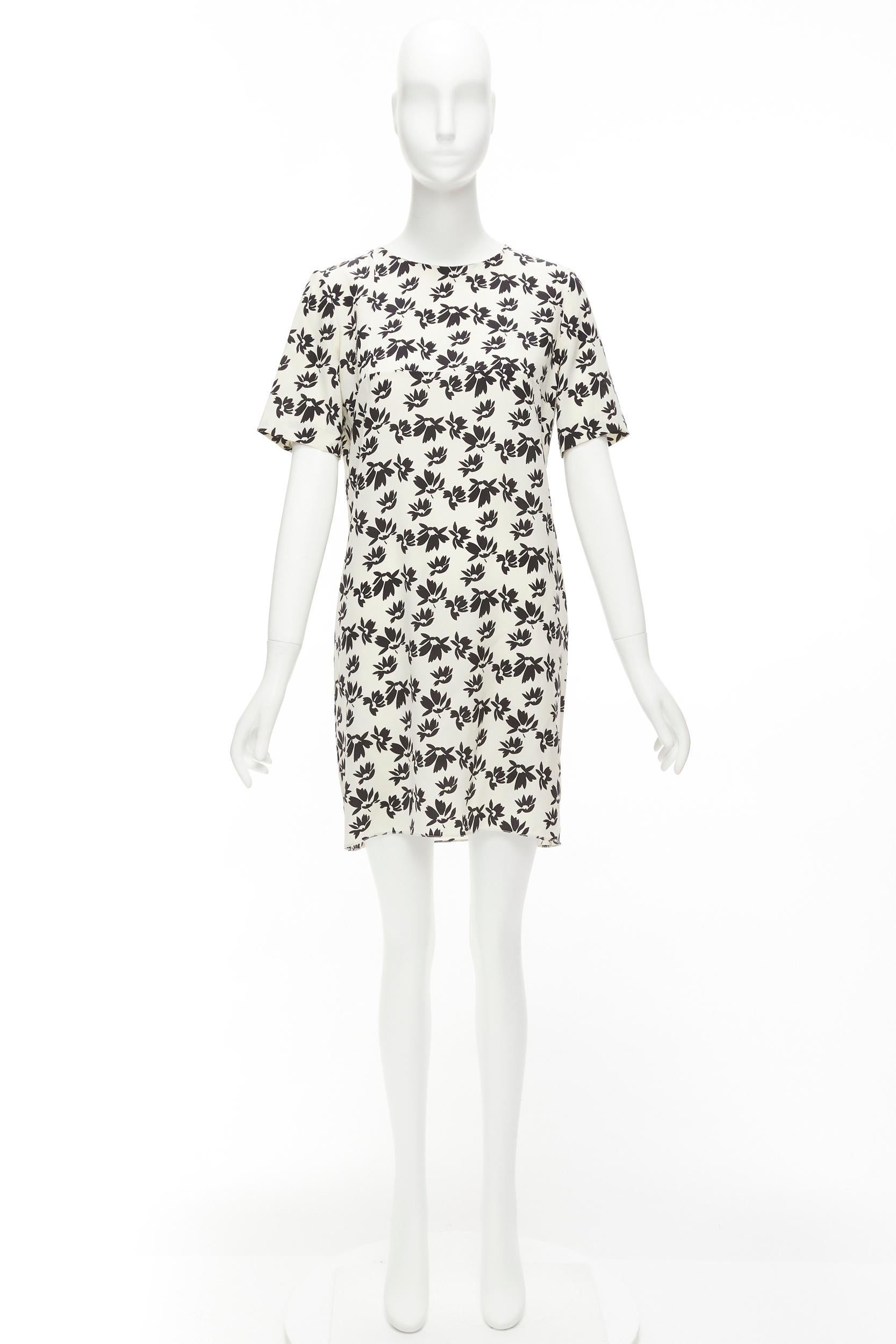 MARNI white black floral print asymmetric panel dress IT42 M For Sale 5