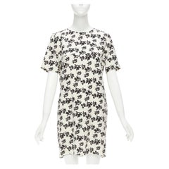MARNI white black floral print asymmetric panel dress IT42 M