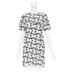 MARNI white black floral print asymmetric panel dress IT42 M