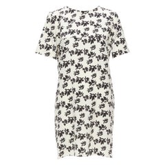 MARNI abito bianco nero con stampa floreale e pannello asimmetrico IT42 M