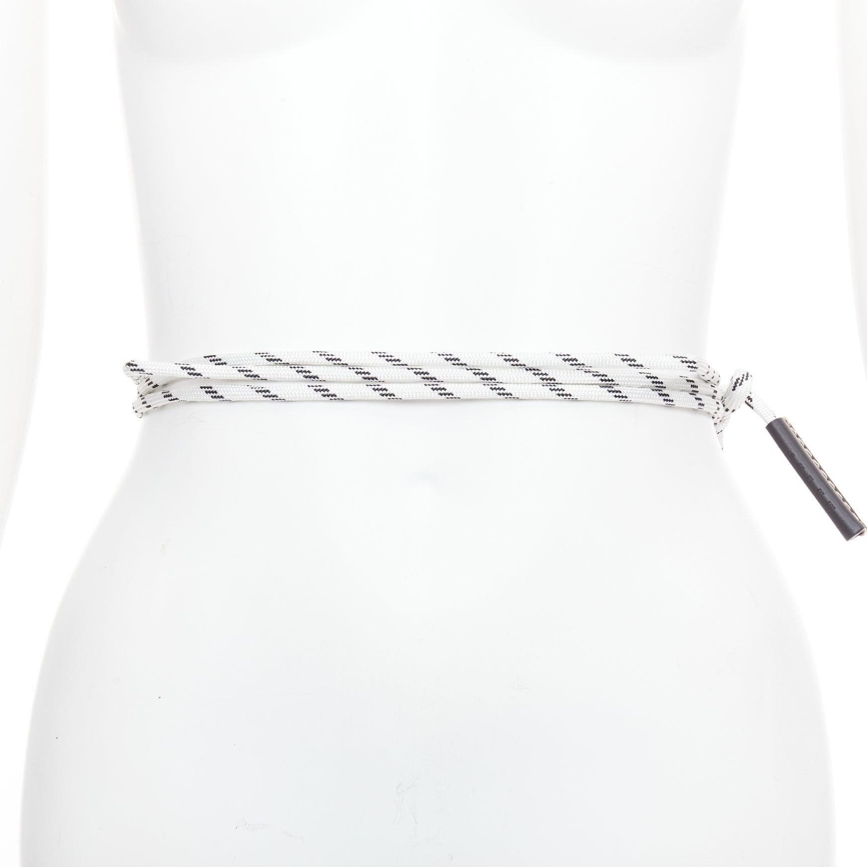 MARNI Weißer schwarzer Lederbesatz halb verdrahteter Krawattengürtel mit Seil im Zustand „Hervorragend“ im Angebot in Hong Kong, NT