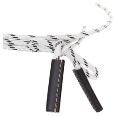 MARNI white black leather trim half wired rope tie wrap belt