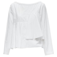 MARNI white boat neck tiered ruffle long sleeve top IT42 M