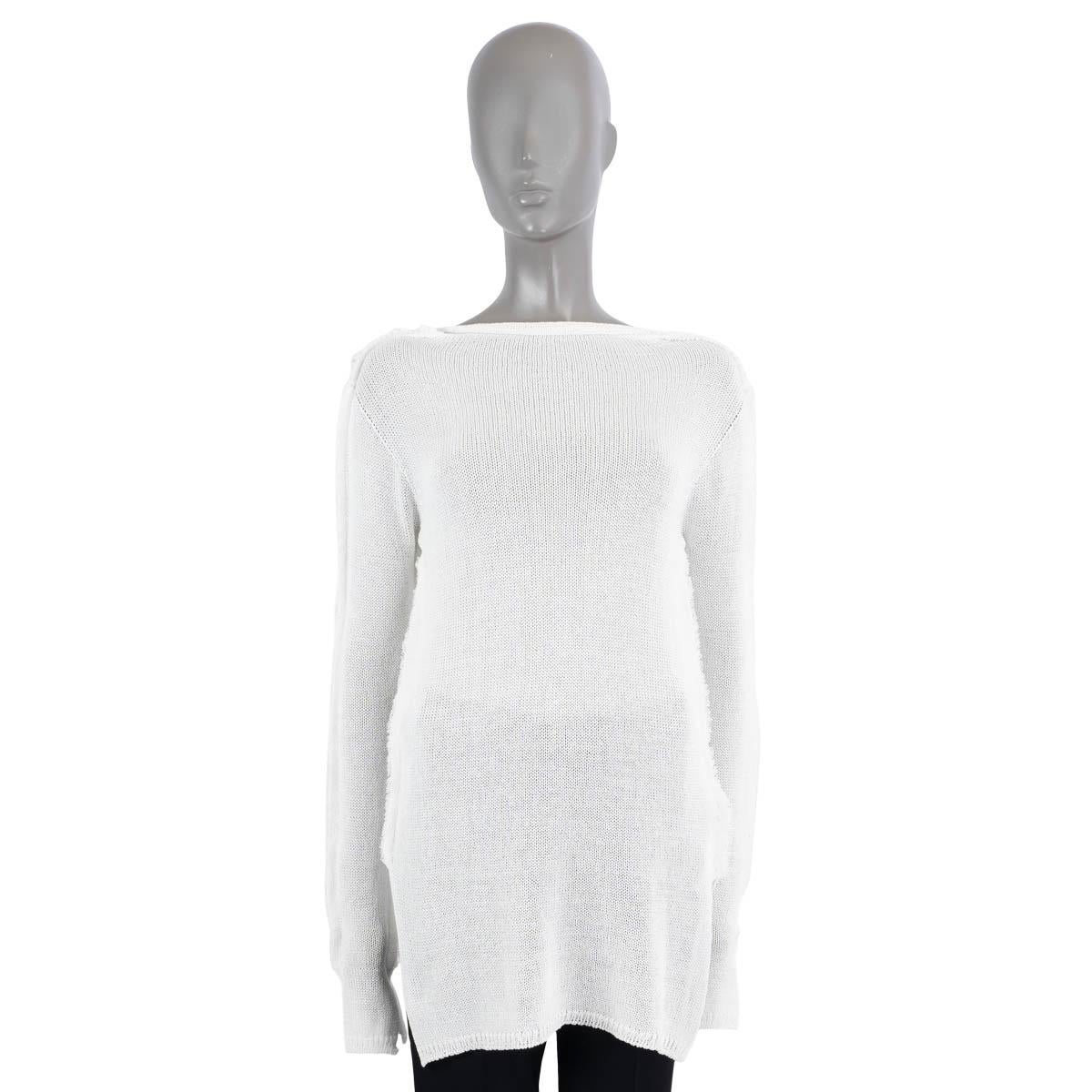 Gray MARNI white cotton 2021 RIP DETAILS SHEER LONG Sweater 44 L For Sale