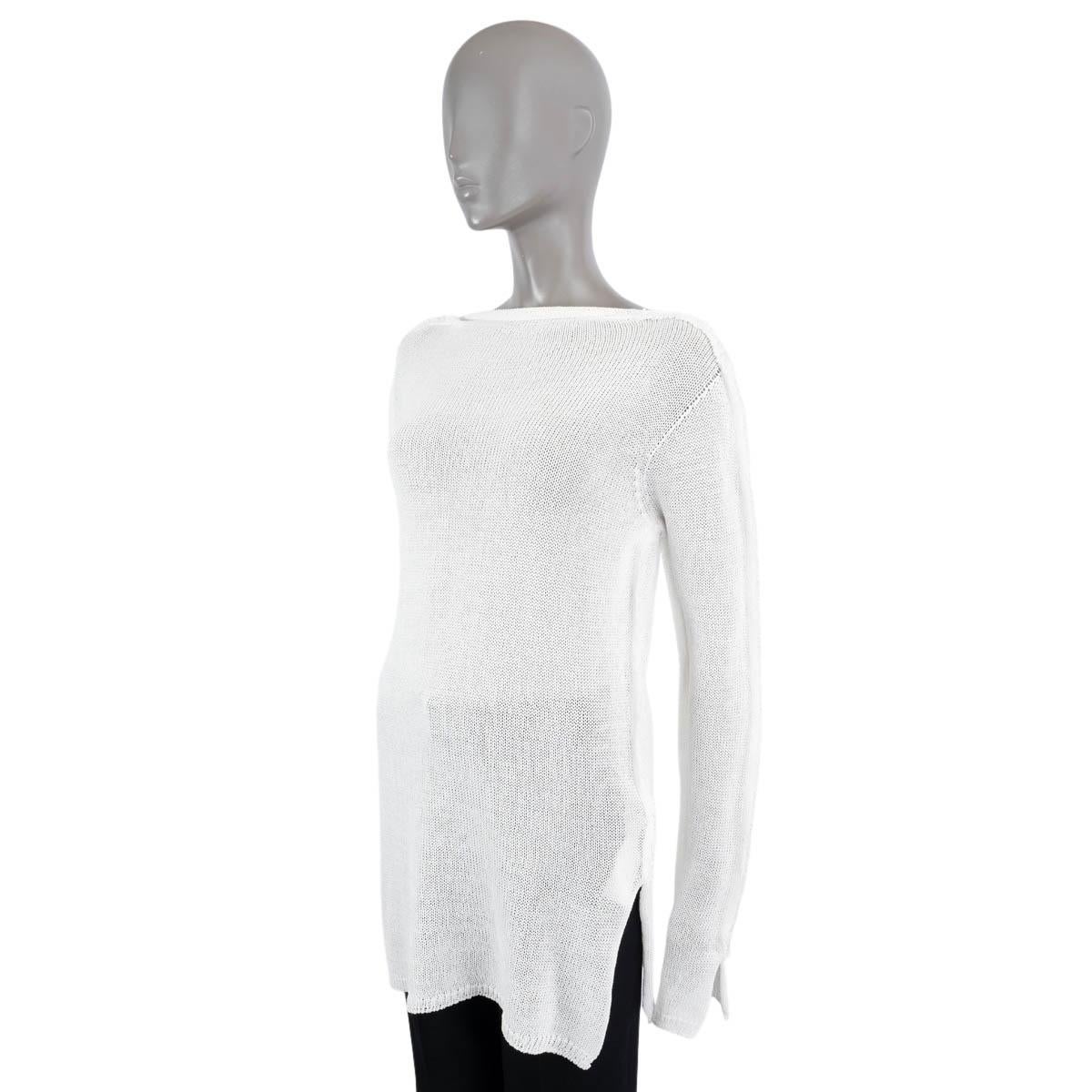 MARNI white cotton 2021 RIP DETAILS SHEER LONG Sweater 44 L In New Condition For Sale In Zürich, CH