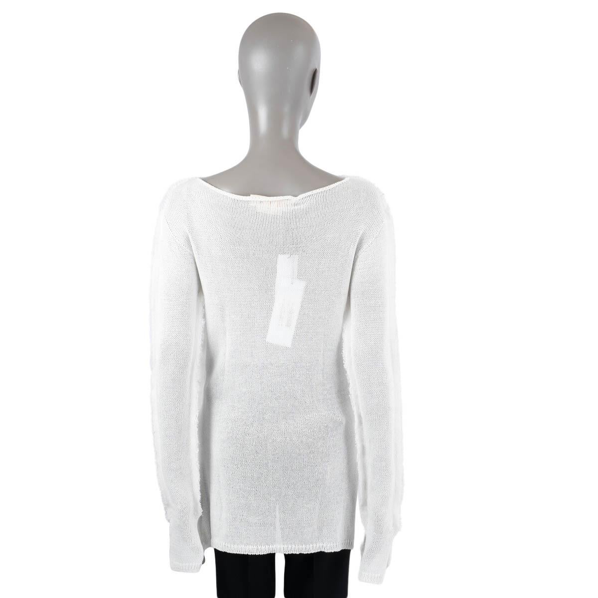 Women's MARNI white cotton 2021 RIP DETAILS SHEER LONG Sweater 44 L For Sale