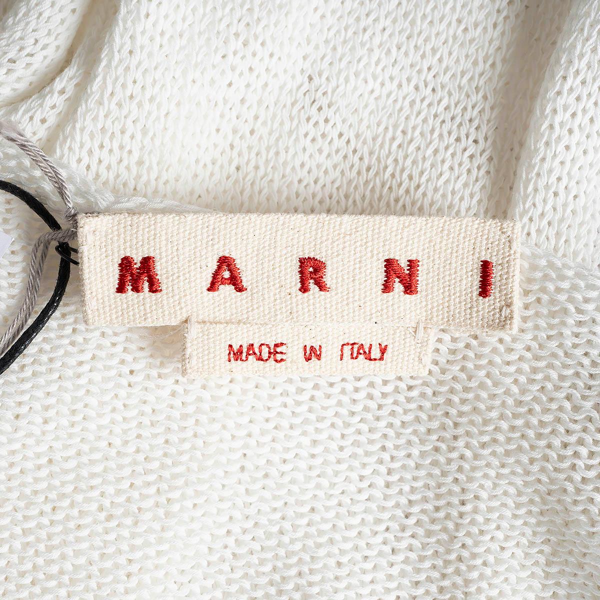 MARNI white cotton 2021 RIP DETAILS SHEER LONG Sweater 44 L For Sale 2