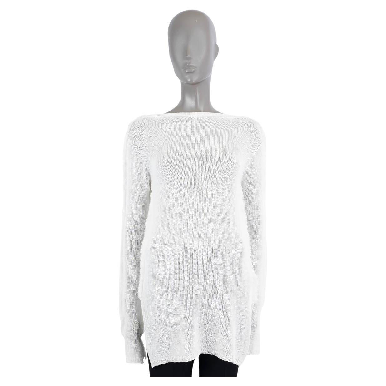 MARNI white cotton 2021 RIP DETAILS SHEER LONG Sweater 44 L For Sale