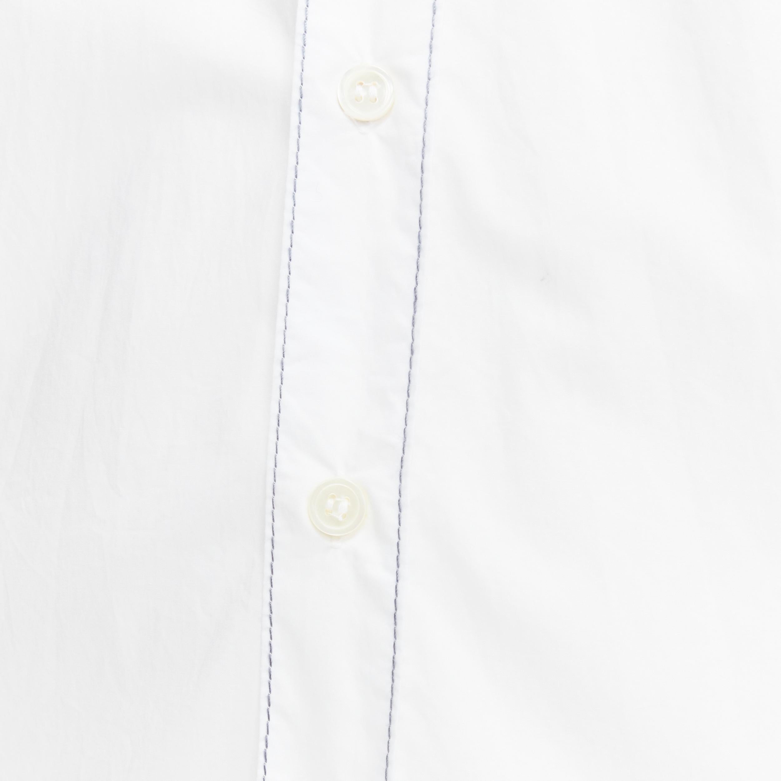 MARNI white cotton blue stitching deconstructed collar oversized 