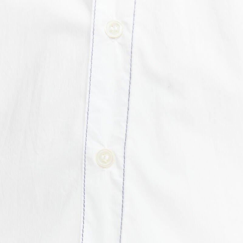 MARNI white cotton blue stitching deconstructed collar oversized shirt IT36 XS For Sale 5