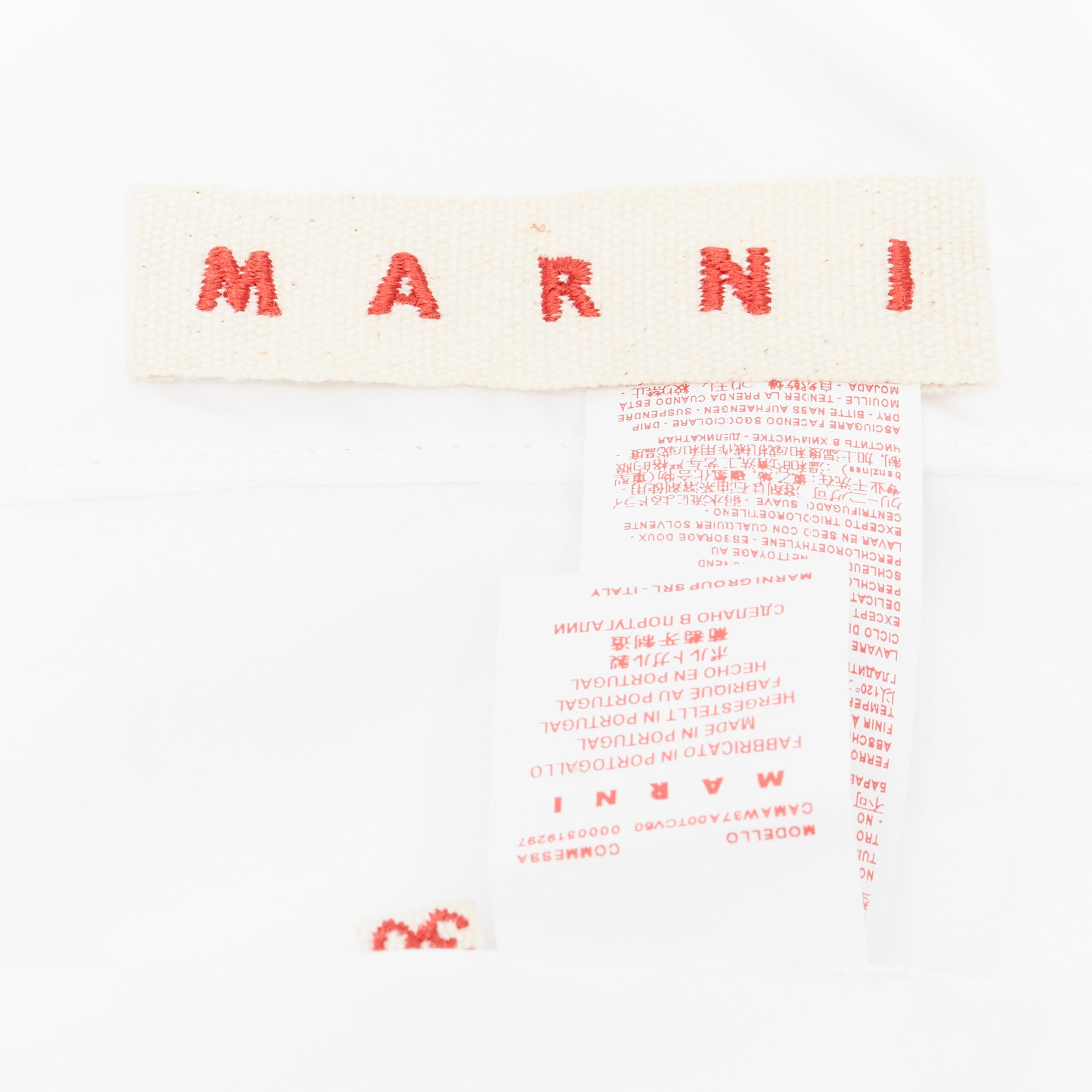 MARNI white cotton blue stitching deconstructed collar oversized shirt IT36 XS For Sale 3