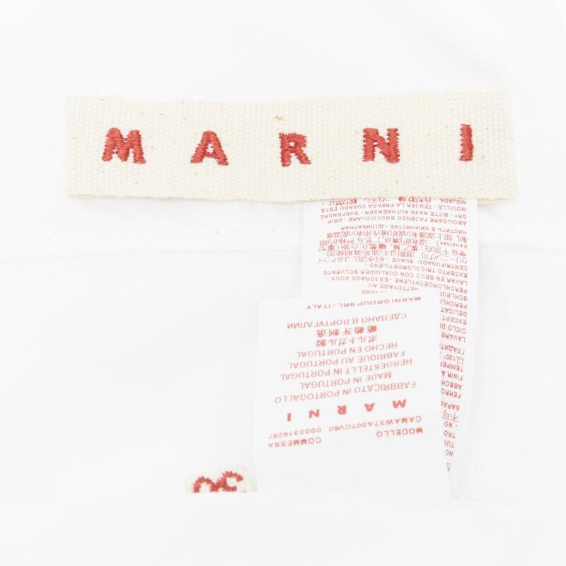 MARNI white cotton blue stitching deconstructed collar oversized shirt IT36 XS For Sale 6
