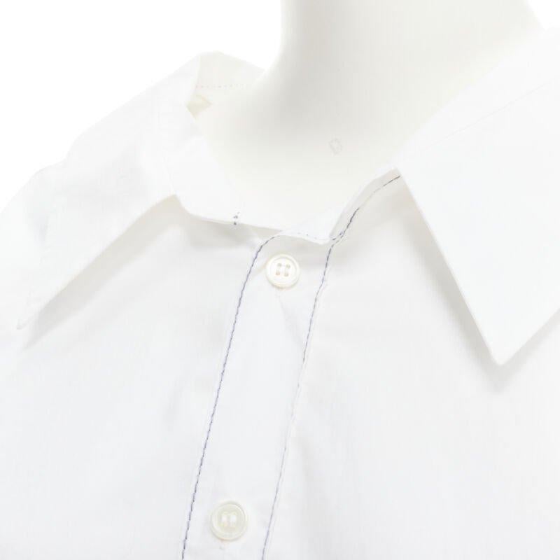 MARNI white cotton blue stitching deconstructed collar oversized shirt IT36 XS For Sale 2