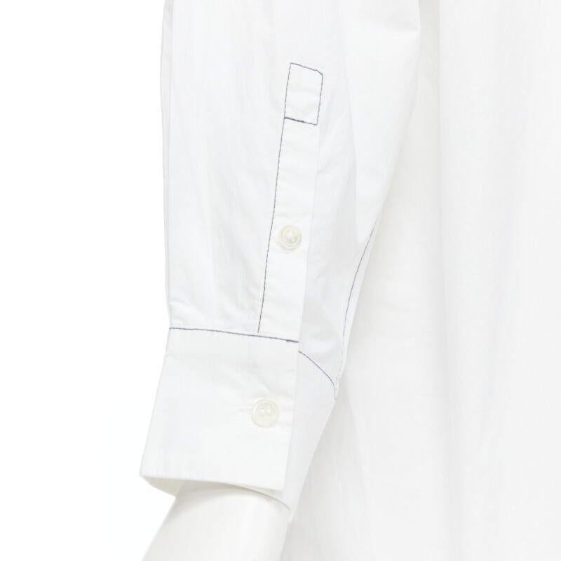 MARNI white cotton blue stitching deconstructed collar oversized shirt IT36 XS For Sale 3
