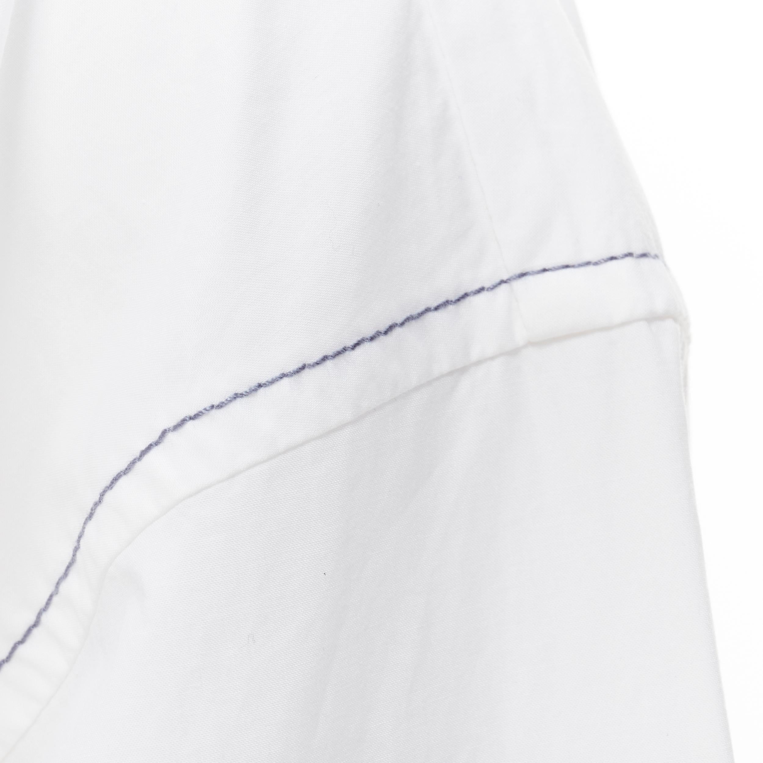 MARNI white cotton blue stitching deconstructed collar oversized 