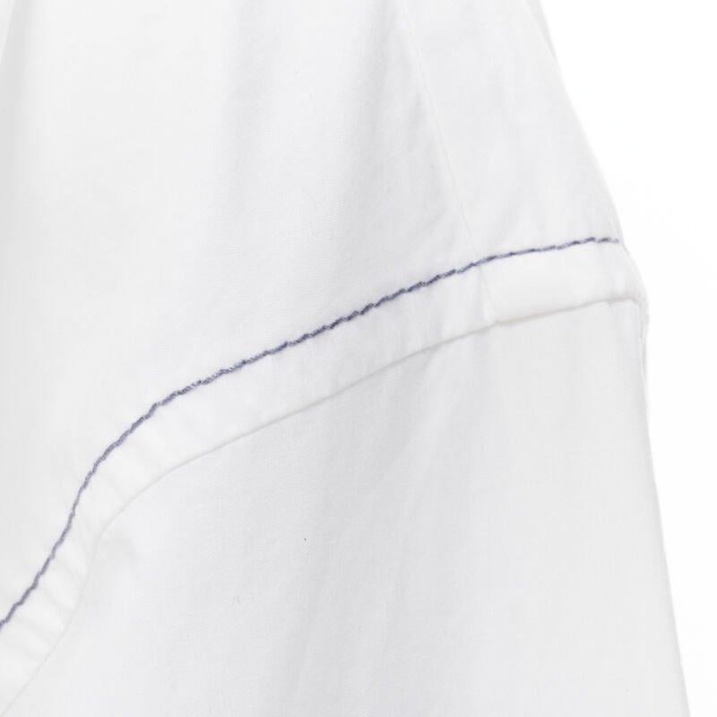 MARNI white cotton blue stitching deconstructed collar oversized shirt IT36 XS For Sale 4
