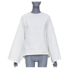 MARNI – Weiße Baumwollbluse mit Rundhalsausschnitt, weitem, kastenförmigem Schnitt und Glockenärmeln, IT40 S