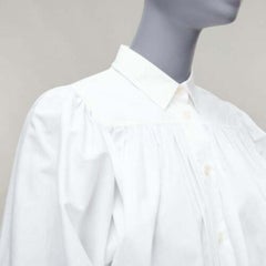 MARNI camicetta cropped in cotone bianco con orlo a coulisse e maniche a sbuffo IT36 XXS